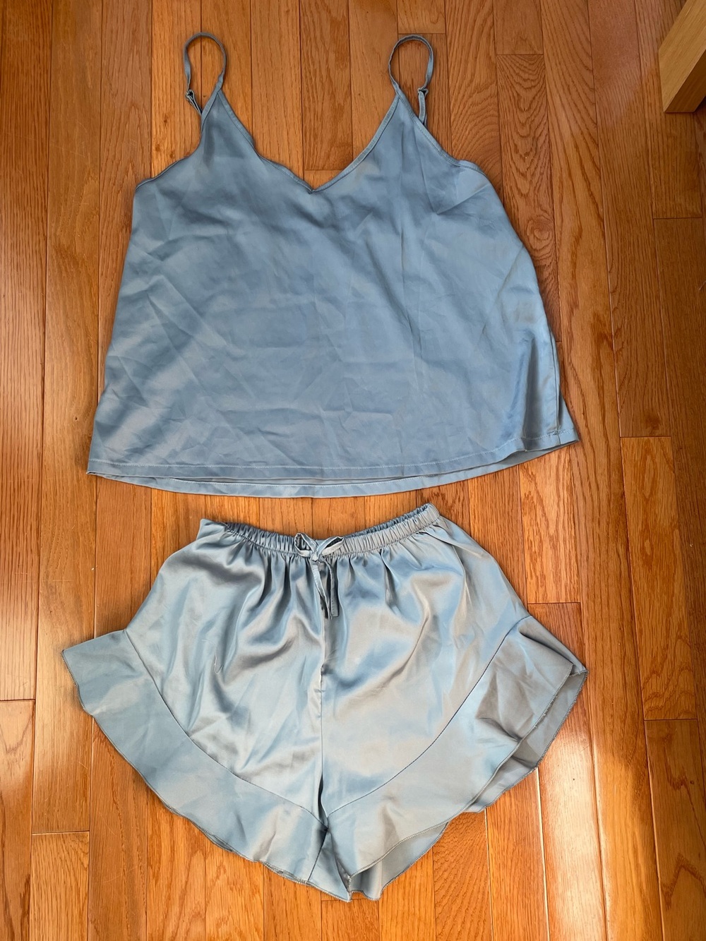 Silky Blue Camisole & Ruffle Short Sleep Set